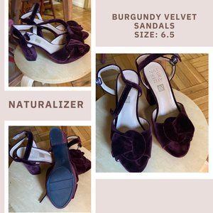 Naturalizer Burgundy Velvet Sandals